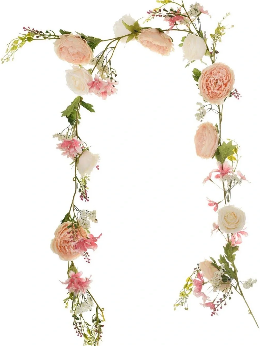 NIB Champagne Variety Peach and Pink Floral Garland - Wedding,Shower Arch 2 Pack